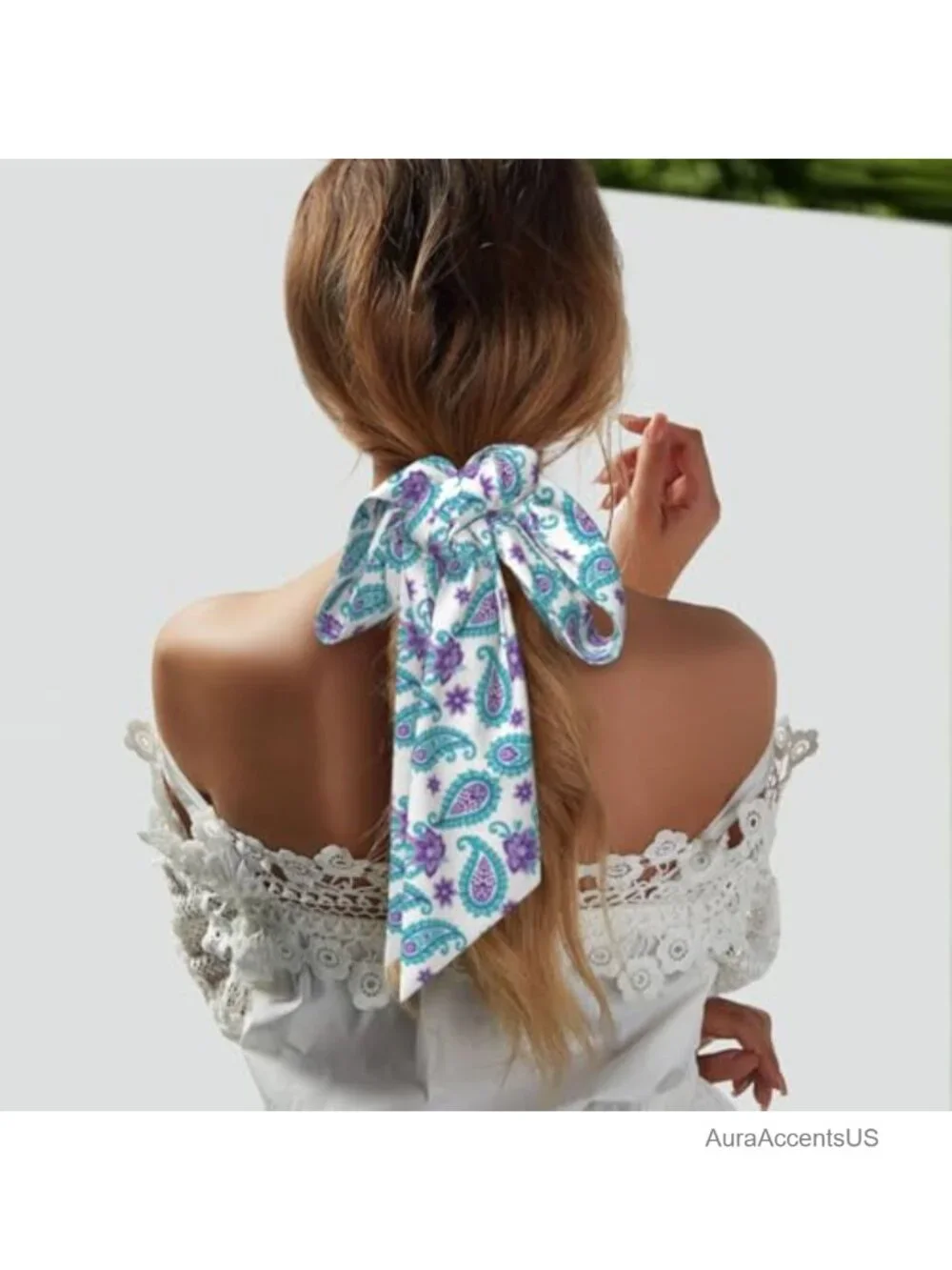 Satin Long Skinny Scarf Headband Women Neck Kerchief Wrist Wrap Hair Accessory